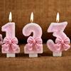 DIY Digital Birthday Candles with Pink Bow Cake Decoration