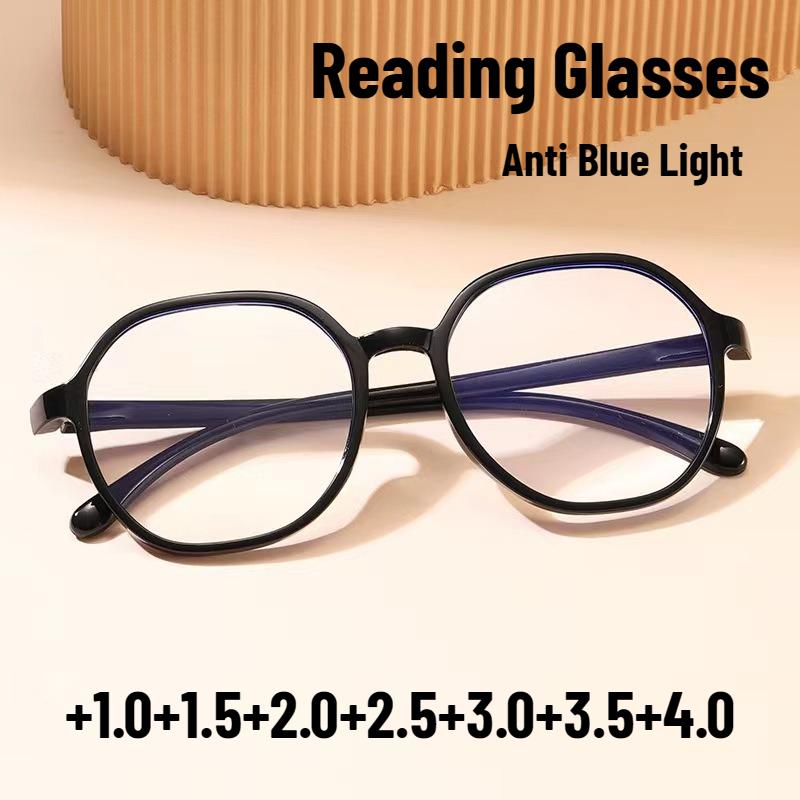 Men's and Women's New High-definition Presbyopia Glasses Fashion Ultra-light Anti-blue Light Large Frame Reading Glasses +4.0