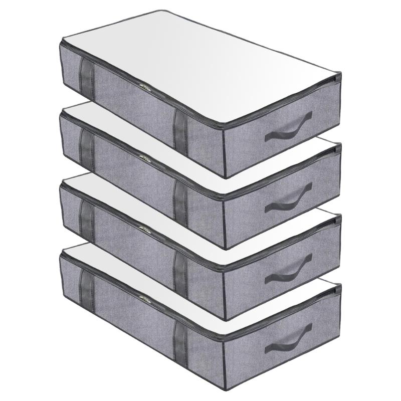 

Pack of 4 Spacious Under Bed Storage Containers Practical Fabric Under Bed Storage for Comforters, Pillows, and Linens 1