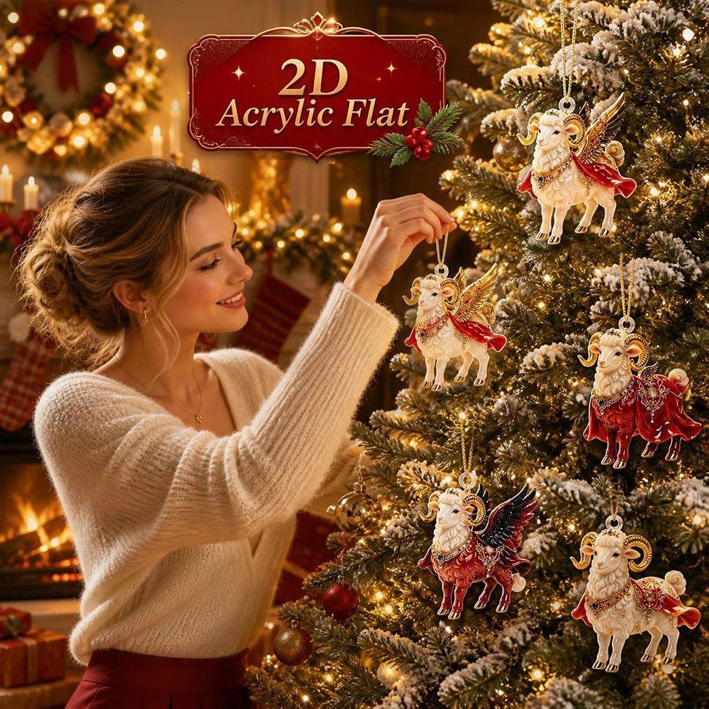 Acrylic Goat Hanging Ornament 2D Flat Animal Hanging Decoration Holiday Party Decor