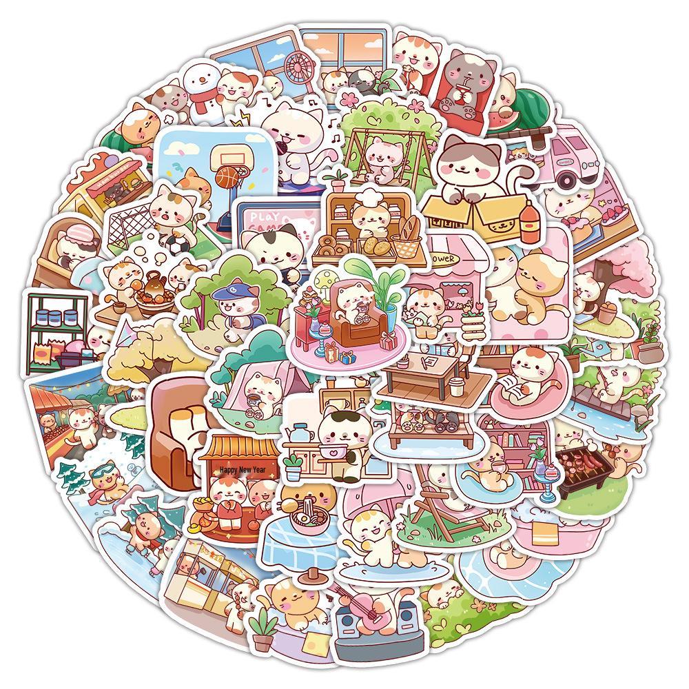 1800 Realistic Cartoon Kitten Stickers: Cute Cat Graffiti Collection for Creative Decoration