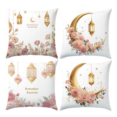 45x45cm Ramadan Festival Illustration Moon Lantern Pillow Covers Living Room Sofa Cushion Cover Soft Home Decorations