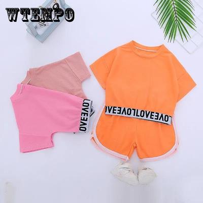 Children's Short-sleeved Suit Girls Summer Sportswear Shorts Solid Color Casual Wear