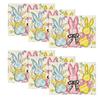 Bunny Rabbits Eggs Easter Placemats Set of 4, 12x18 Inch Floral Bow Seasonal Spring Holiday Table Mats for Party Kitchen Dining Decoration