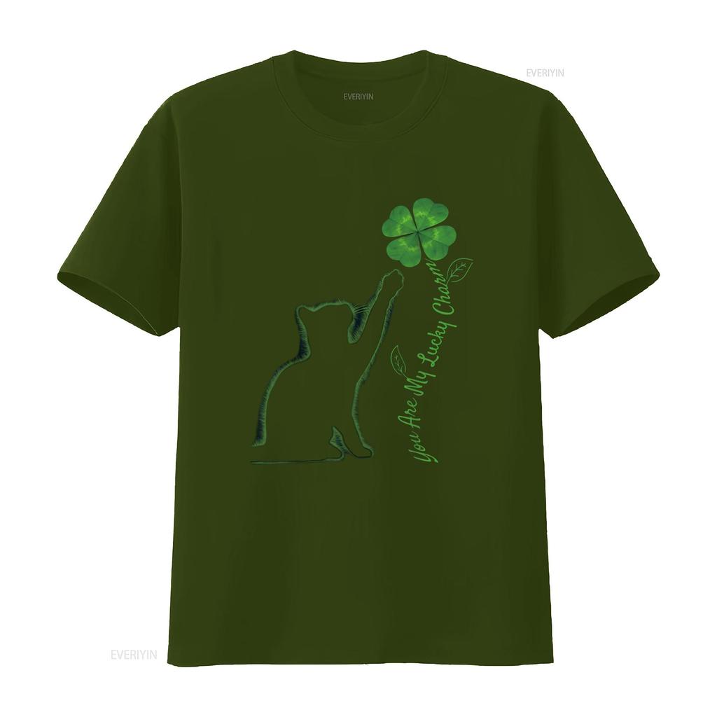St Patricks Day Cat You Are My Lucky Charm Shamrock Clover T Shirt Vintage Washed Designer Clothes Stylish Casual Breathable