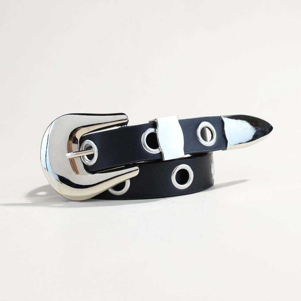 

Нишевый Заклепка Декоративный Трехкомпонентный Набор Пуговица Головка Ремень Тонкий Ремень Панк Ремень Женский 105Cm long