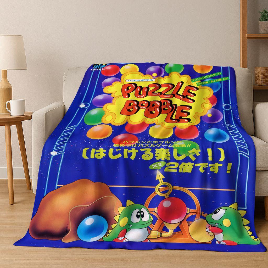 3D Retro Game Bubble Bobble Cartoon Flanellen Deken, Gezellige Zachte Plaid voor Huis Slaapkamer Bed Bank Picknickhoes Cadeau Kinderen