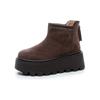 Fashion 8.5CM Suede Cow Genuine Leather Fashion Women Ankle Booties Platform Wedge Winter Plush 2025 Autumn Boots Spring Shoes Chimney