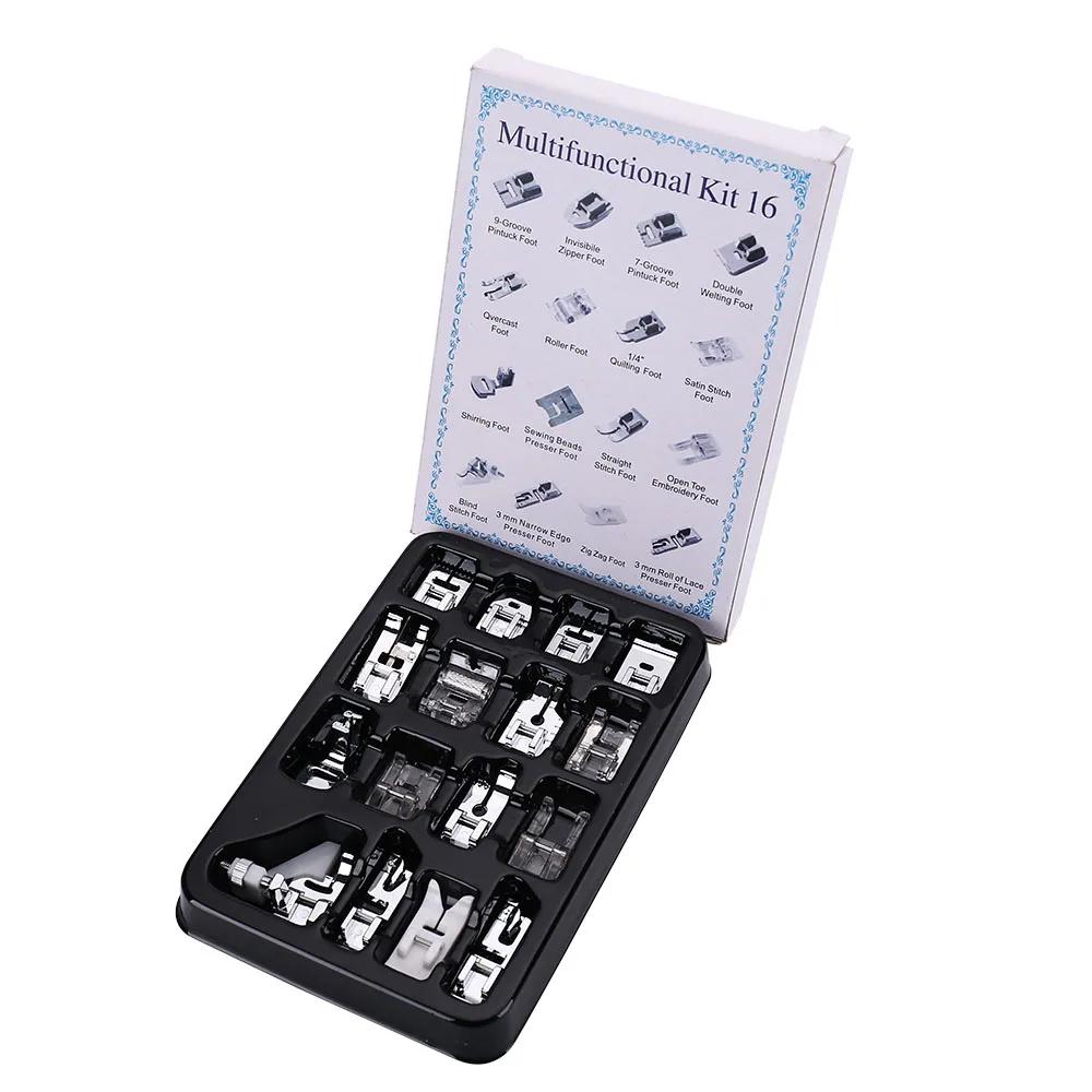 INNE 16Pcs/Set Sewing Machine Accessories Presser Foot Supplies Household Kit Set With Box For Brother Singer Parts DIY Tailor