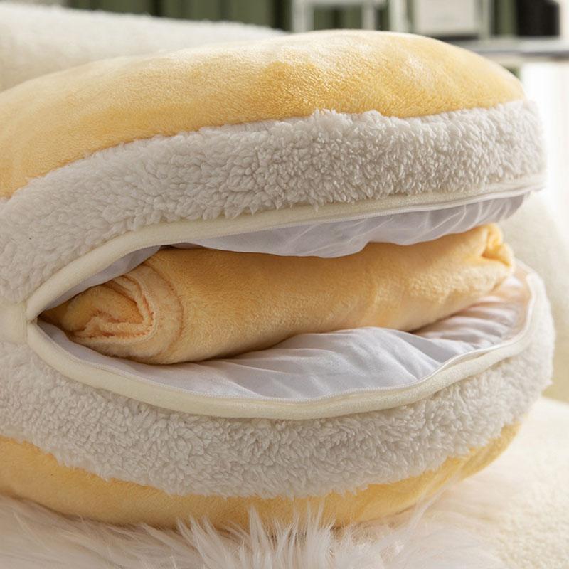 Car Blanket Round Pillow Multi-function Dual-purpose Plush Car Backrest Home Chair Sofa Pillow Office Nap Cover Quilt Pillows