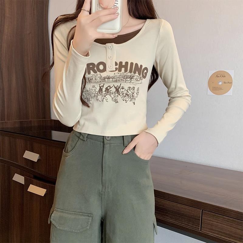 

Футболка Alienation с зауженным низом на правом плече, женская футболка с дизайнерской строчкой, контрастный принтованный топ из двух частей с длинными рукавами XL