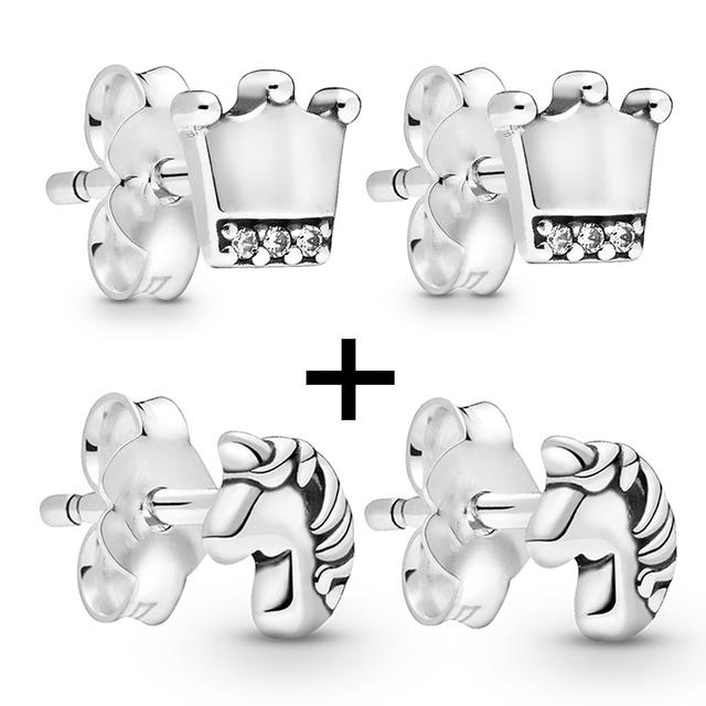 2 Paare/los Silber Überzogene Kristall Stern & Mond Blume Stud Ohrringe Für Frauen Frau Kubikzircon Weiblichen Ohrringe Bijoux Hochzeit geschenk