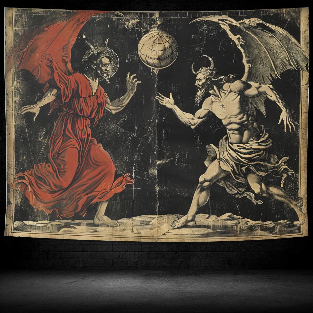 

Epic Battle of Good and Evil Tapestry Perfect for Home Décor Adding a Dramatic and Mythical Touch to Your Living Space 74x94cm(29x37in)