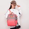 2025 Korean Style Mommy Backpack: Multifunctional Fashion Canvas Color Block Bag with Baby Bottle Holder