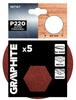 Krążki ścierne na rzep 125 mm, P220, 5 szt., bez otworów
