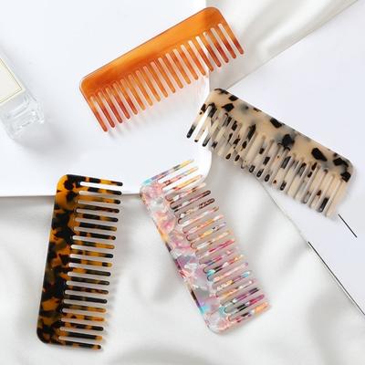 Cellulose Acetate Hair Comb Wide Teeth Anti-static Scalp Massage Pocket Comb Marbling Men Women Wet Dry Short Long Curly Hair Detangling Comb