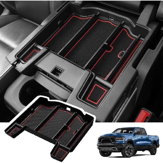 Motrobe Center Console Organizer Tray For Dodge RAM 1500 2500 3500 Armrest Storage Box Accessories 2025 2024