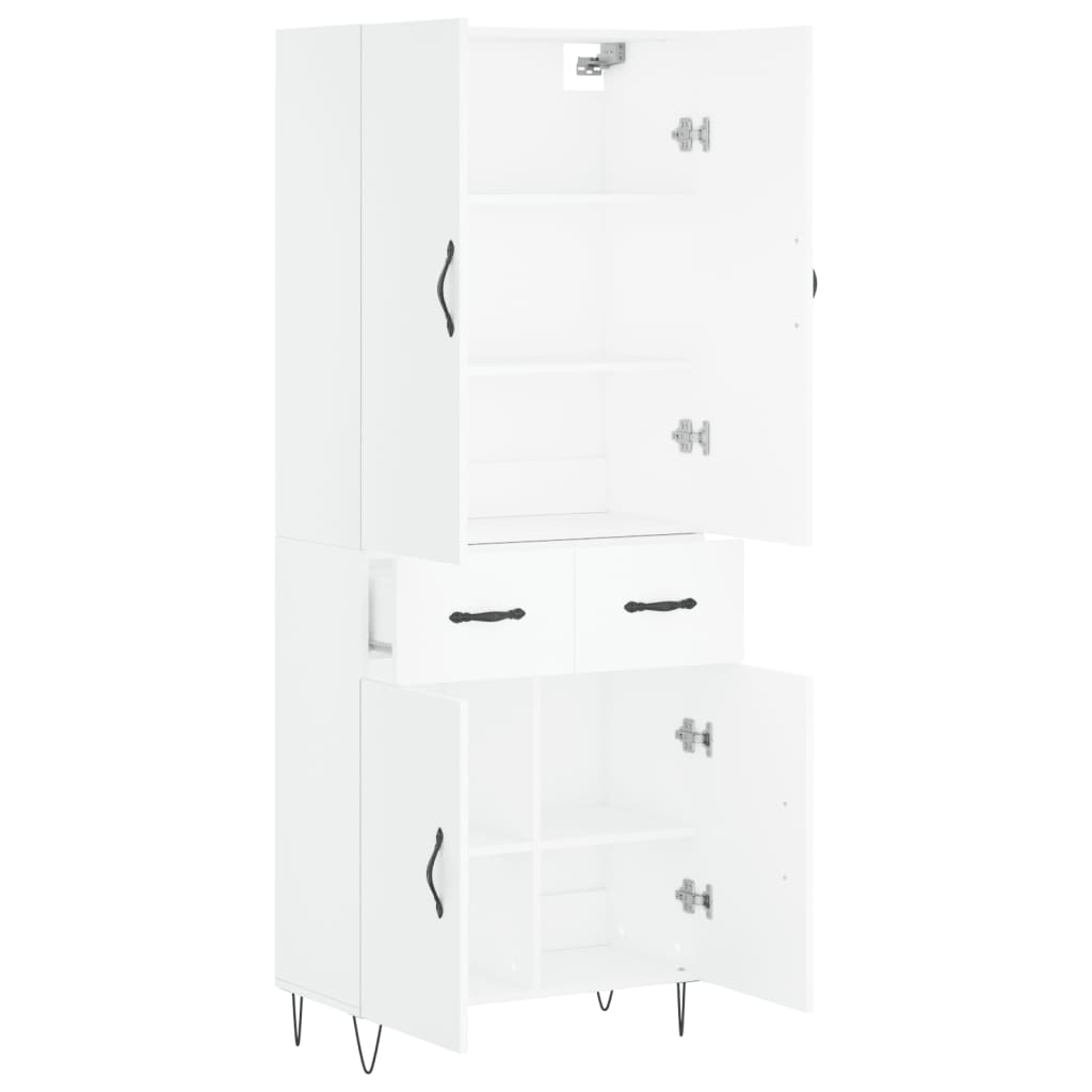 Vidaxl Display Cabinet, White, 69.5X34X180 Cm, Wood-Based Material