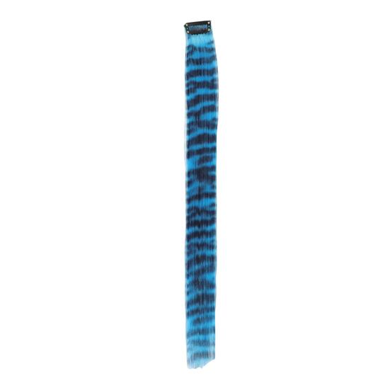 Women Clip-in Raccoon Tail Hair Extension Heat Resistant Natural Looking Long Straight Synthetic Stripe Printed Hairpiece Wig