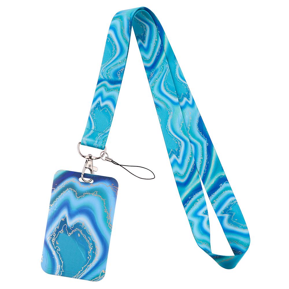 Marble Texture Phone Lanyard & Card Holder for Student/Work ID, Meal & Bus Access.