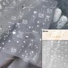 Shiny Polarized White Ribbon Bowknot Stars Tassel 3D Self Adhesive Nail Art Stickers Lovely Bow 5D Embossed Manicure Decals
