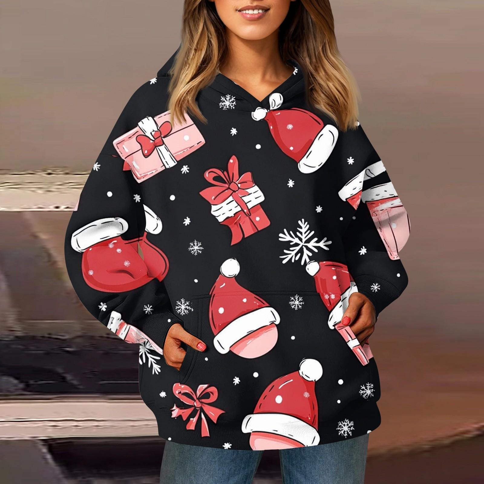 

Женская модная толстовка с длинным рукавом, рождественский принт «Снеговик», «Снежинка», с капюшоном и карманом XXXL тёмно-синий