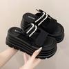 Muffin Thick-soled Heightening Cool Slippers Women's Summer Wear 2025 New Gentle Skirt Fashion Pearl High-heeled Sandals