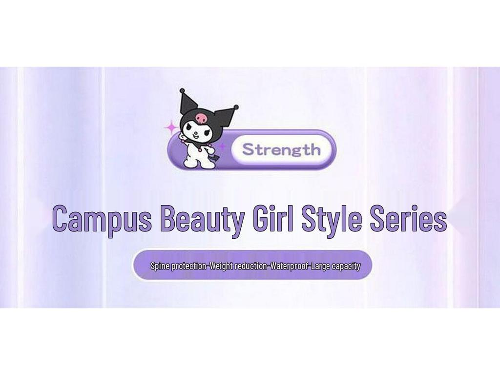 Kuromi 3D Lättviktsryggsäck med stor kapacitet för flickor (Årskurs 1-6) med ryggskydd