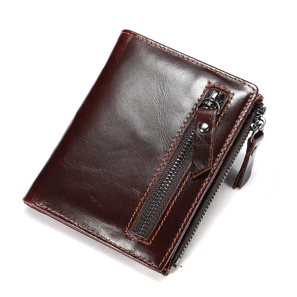 MVA Genuine Leather Mens Wallet Man Zipper Short Coin Purse Brand Male Cowhide Credit&id Wallet Multifunction Small Wallets