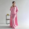 Summer Cross-Border Ruched Bandeau Bodycon Dress with Loose Cardigan Set