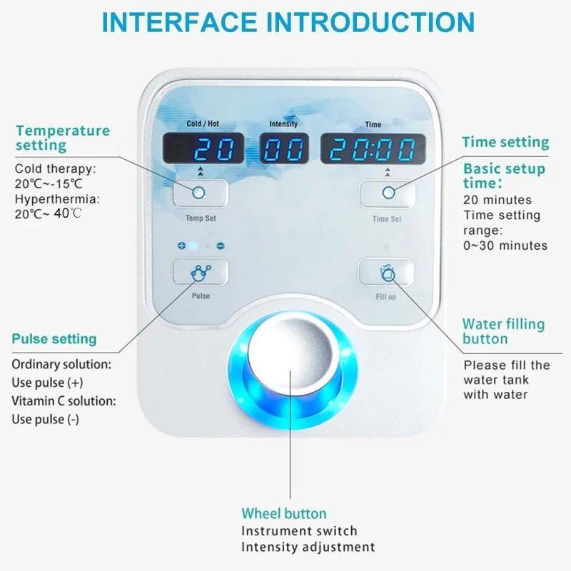 Portable Cool + Hot + EMS Face Tightening Cryo Pen Anti Puffiness Facial Electroporation Machine Beauty Device