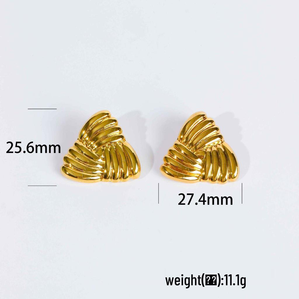 European-American Titanium Steel Gold Triangle Earrings: High-End, Unique, Stainless Steel Design.