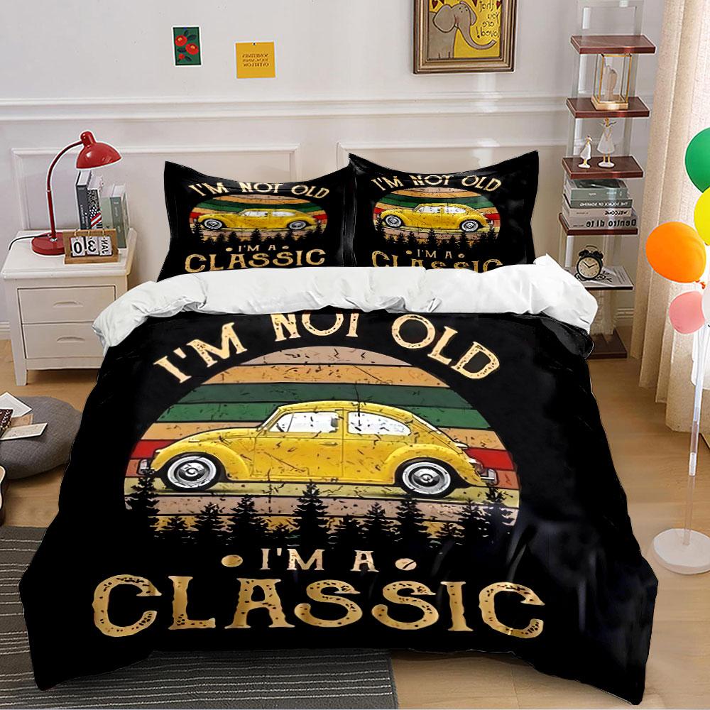Vintage Yellow Car Classic Retro Bedding