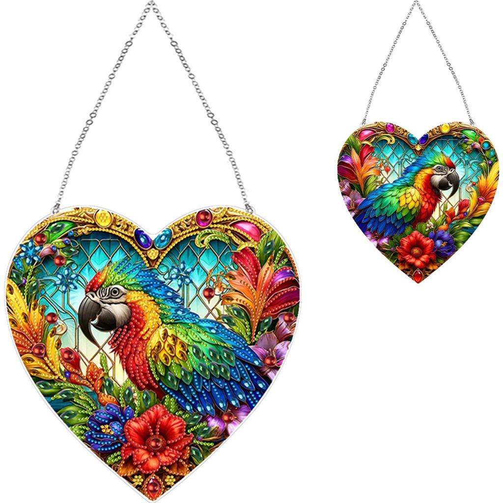PVC Glass Special Shaped Bird Diamond Painting Hanging Suncatcher Diamond Drawing Suncatcher Ornament Window Ornament