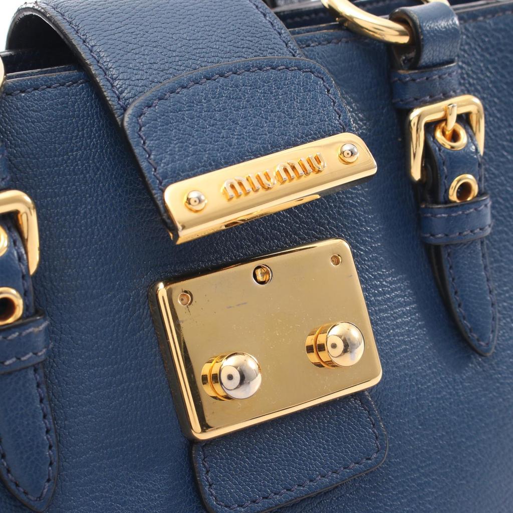 Used Miu Miu MADRAS 2WAY Handbag RN0799 leather Blue Used Women
