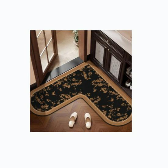 Pre-owned L-Shaped Non-Slip Bathroom Mat - Stain-Resistant, Water-Absorbent, Diatomaceous Earth Foot Wiping Door Mat
