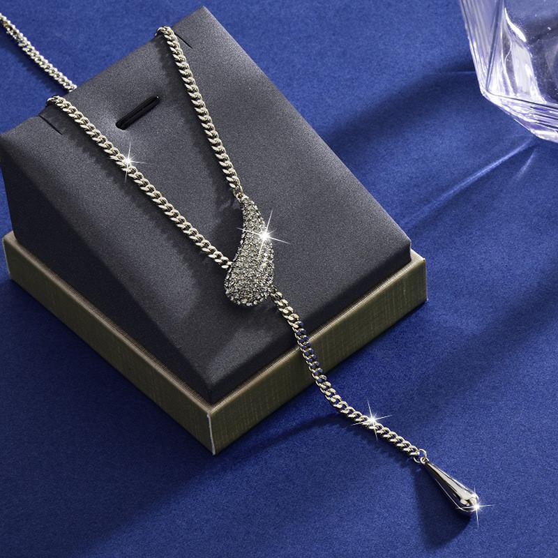 

Sophisticated Waterdrop Shaped Necklace Crafted From Durable Titanium Steel For Style Autumn Coffee Gold