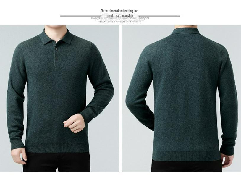 Genuine Brand Men's Luxury Wool Sweater 2025 - Thick, Warm, and Stylish Lapel Knitwear for Mid-Aged Dads.