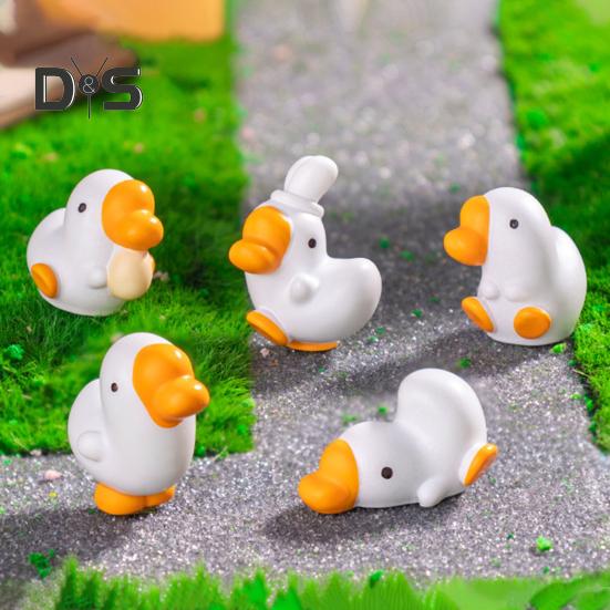 6 Pcs Mini Goose Figurines Resin Miniature White Goose Statues Bonsai Planter Goose Ornament for Micro Landscape Fairy Garden Decor
