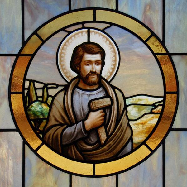 

Custom Frosted Stained Glass Window Film,PVC Static Cling Films,Patron Saint of Catholic Church Decor, Foil Stickers (as the picture,30X30cm)