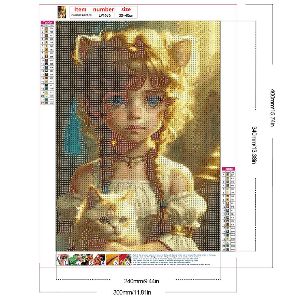 30*40CM 5D DIY Vollrunde Bohrer Strass Süßes Mädchen Kit Kunsthandwerk Mosaik Malerei Stickerei Handgefertigt Heimdekoration Geschenk