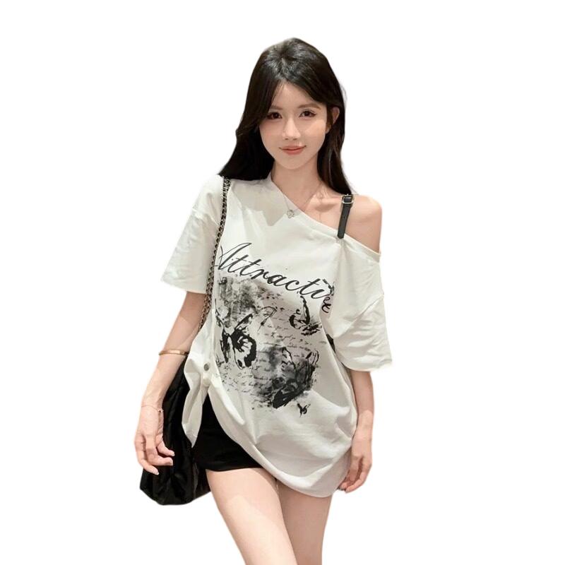Women s Off-Shoulder Short Sleeve T-shirt M