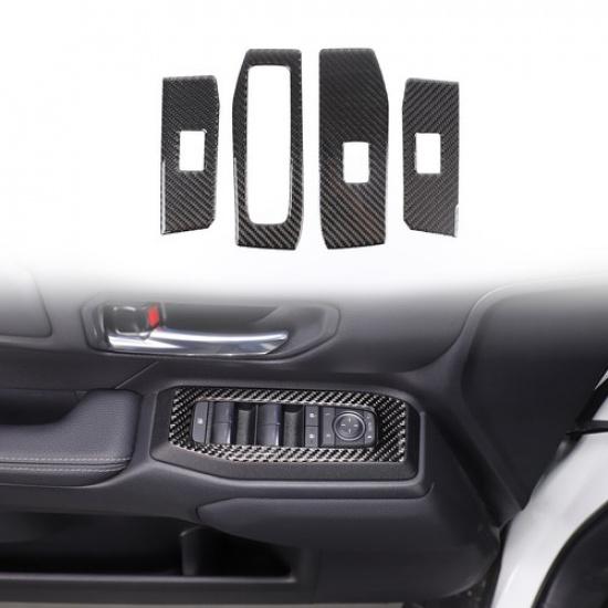 Soft Carbon Window Lift Switch Trim Sticker For Toyota Land Cruiser LC250 24+