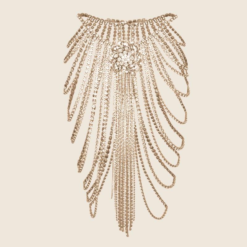 Strass Tailleketting, Sexy Overdreven Franje Meerdere Lagen Tailleketting, Glanzende Accessoires Damesketting