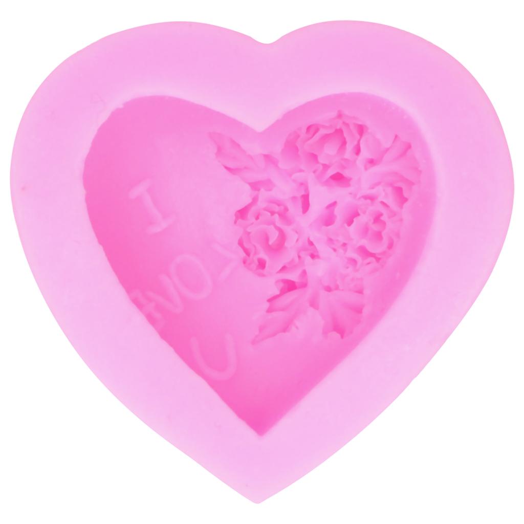 DIY Silicone Mold 3‑Dimensional Heart Shaped Rose Flower LOVE Cake Chocolate Soap Candle