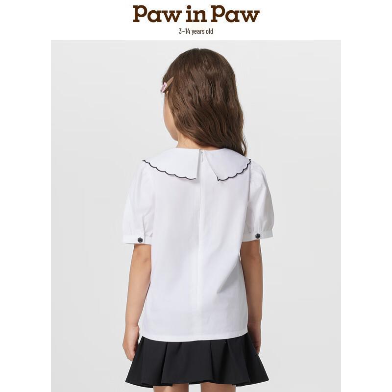 PawinPaw Girls' Cartoon Bear Short Sleeve Shirt