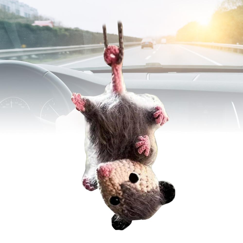 Gehäkelter Auto-Hängeanhänger Schreiender Opossum Anhänger Rückspiegel