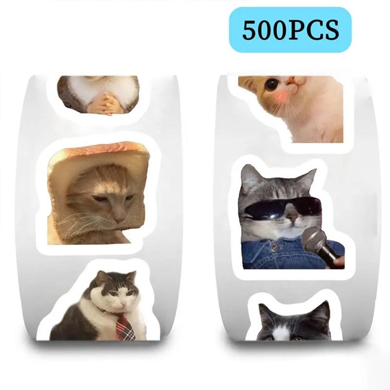 500Pcs/Roll Notebook Cute Phone DIY Cartoon Stickers Waterproof Graffiti Suitcase Funny Cats