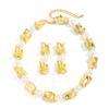 Salircon Boho Irregular Splicing Geometric Necklace Earrings Women Jewelry Set Retro Imitation Pearl Bead Necklace Banquet Gift