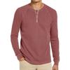 Men S Long Sleeve Waffle Knit Round Neck T Shirt Basic Top